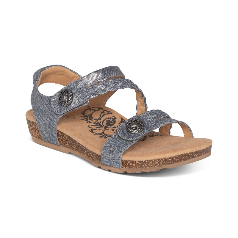 Aetrex Womens Jillian Braided Quarter Strap Sandals Pewter - PdNtIKH2K